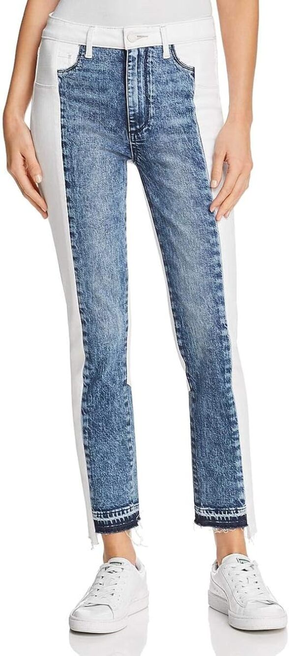 PAIGE Hoxton High Rise Straight Leg Denim Ankle Jean White Blue Women's Size 26